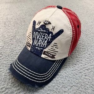 Riviera Maya Hat Men Baseball Cap One Size Pier 27 Caribbean Mexico Distressed